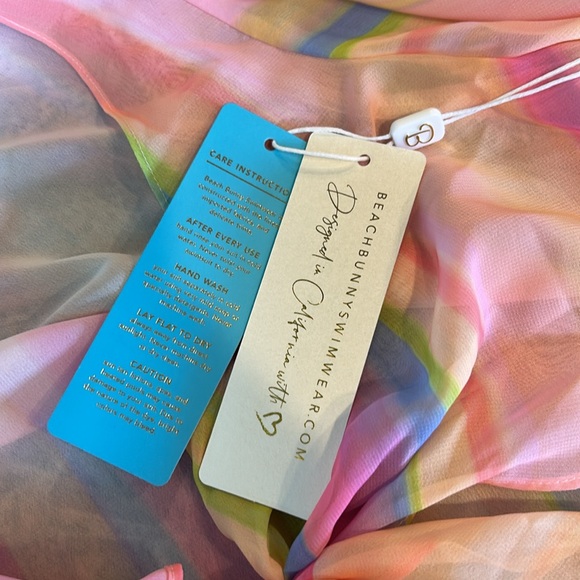 NWT Beach Bunny Mae Tie Front Crop Top Beach Coverup Stripe Size Small - Picture 6 of 9